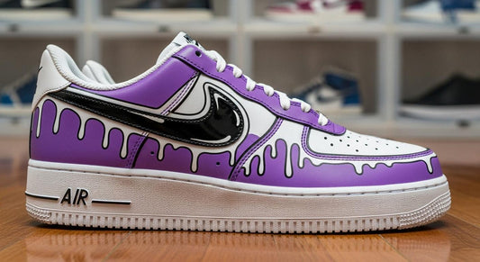 Purple Black Custom Air Force 1 | Hand-Painted Custom Sneakers l Graduation Gift 2026 | Birthday Gift for Her | Purple Art Shoes Gift