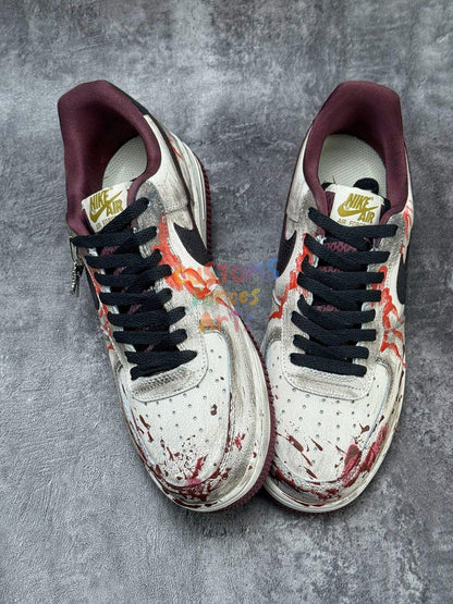 Custom Air force 1 gothic horror fake blood splatter sneakers - Hand painted af1 dark aestetic one of a kind.