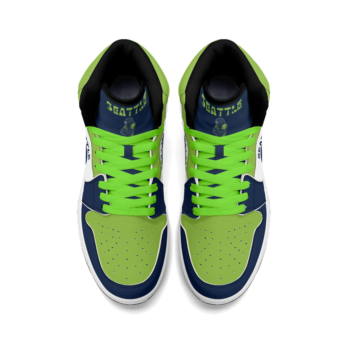 Seattle Football Team Shoes for Men & Women Team Themed Basketball Shoes Custom Blue Green Football Sneaker Seattle Sneakers Seattle Gift