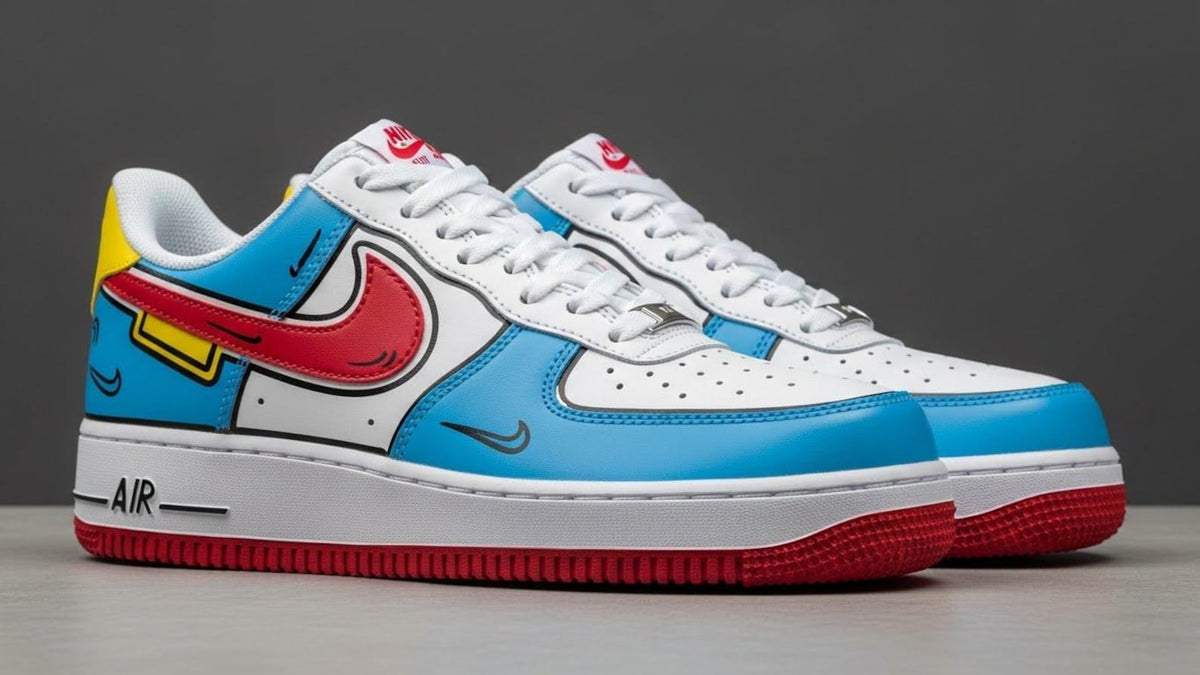 Red Blue Cartoon Line Art Custom Air Force 1 Sneakers l Birthday Gift l Graduation Gift