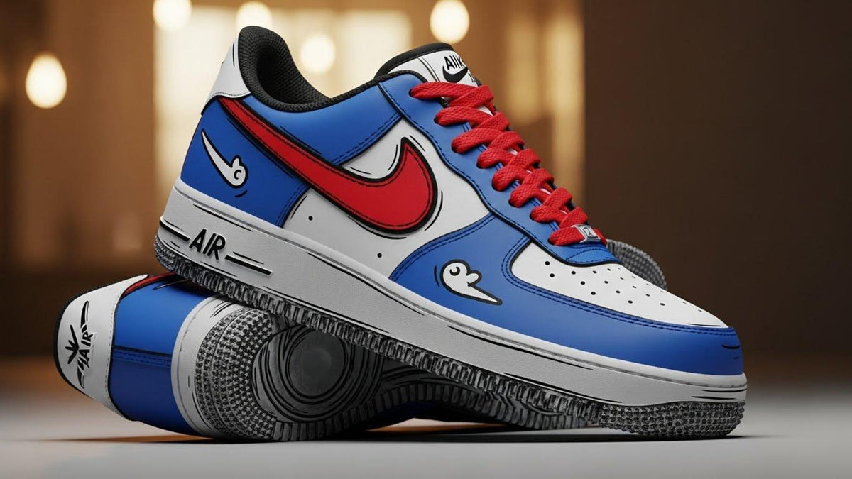 Red Blue Cartoon Line Art Custom Air Force 1 Sneakers l Birthday Gift l Graduation Gift