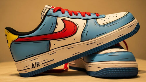 Red Blue Cartoon Line Art Custom Air Force 1 Sneakers l Birthday Gift l Graduation Gift