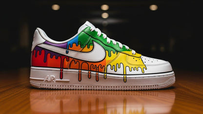 Hand-Painted Custom Air Force 1 Sneakers | Rainbow Colours Drips Shoes l Birthday Gift l Graduation Gift