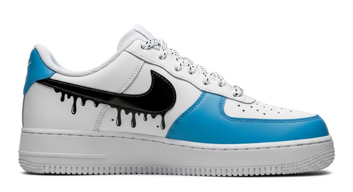 Custom Air Force 1 Sneakers | Black Drips on Blue Paint l Birthday Gift