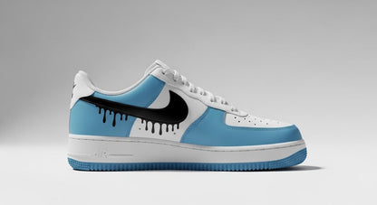 Custom Air Force 1 Sneakers | Black Drips on Blue Paint l Birthday Gift