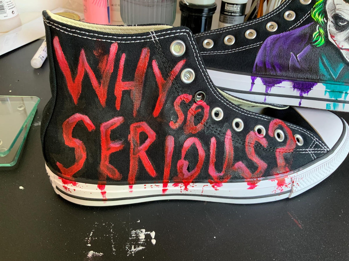Custom Hand Painted Sneakers – Horror Shoes – Personalized Art Shoes – Unique Gift Why So Serious Converse