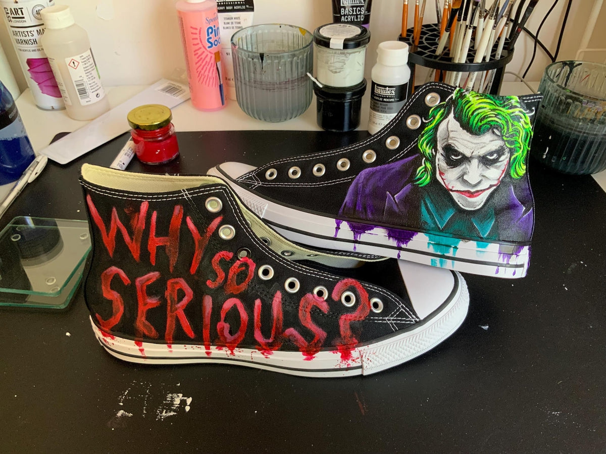 Custom Hand Painted Sneakers – Horror Shoes – Personalized Art Shoes – Unique Gift Why So Serious Converse