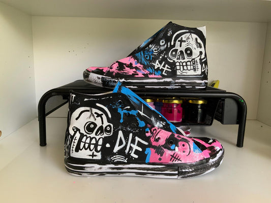 Custom Hand Painted Sneakers – Personalized Art Shoes - Lil Peep inspiration design - Converse