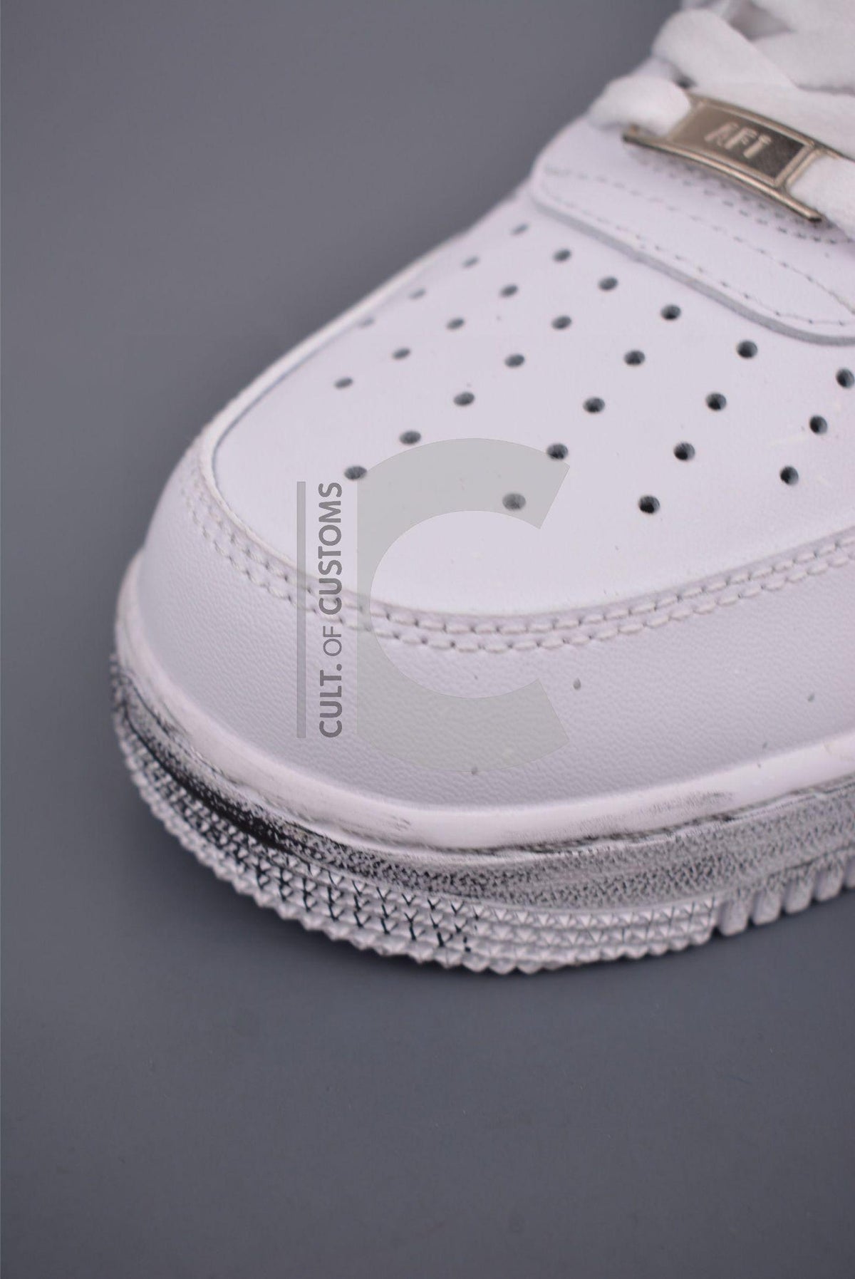 Custom Air force one Handpainted minimalist grey and white design for streetwear lovers