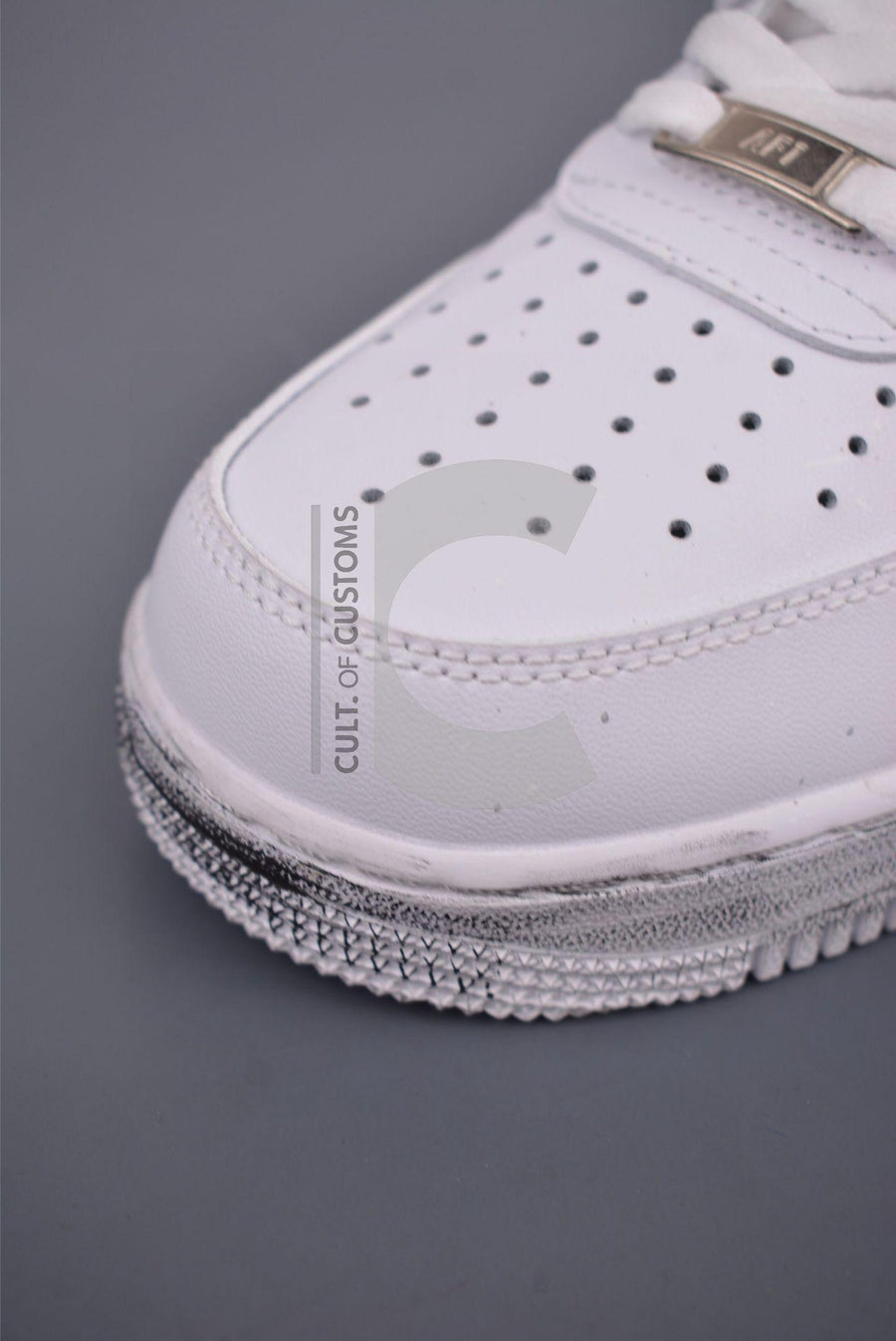 Custom Air force one Handpainted minimalist grey and white design for streetwear lovers