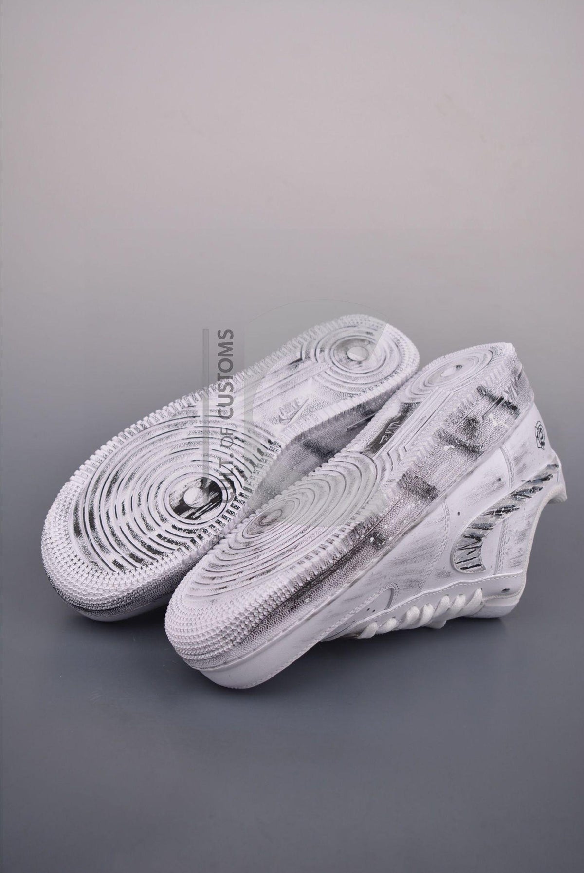 Custom Air force one Handpainted minimalist grey and white design for streetwear lovers