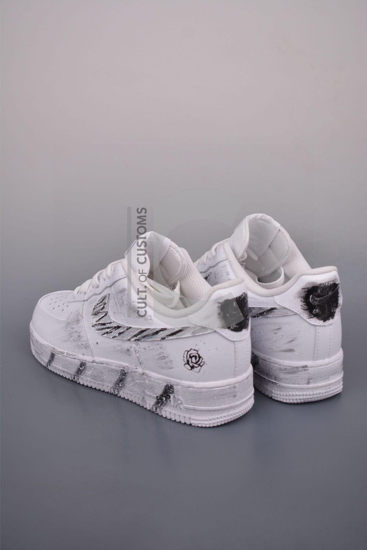 Custom Air force one Handpainted minimalist grey and white design for streetwear lovers