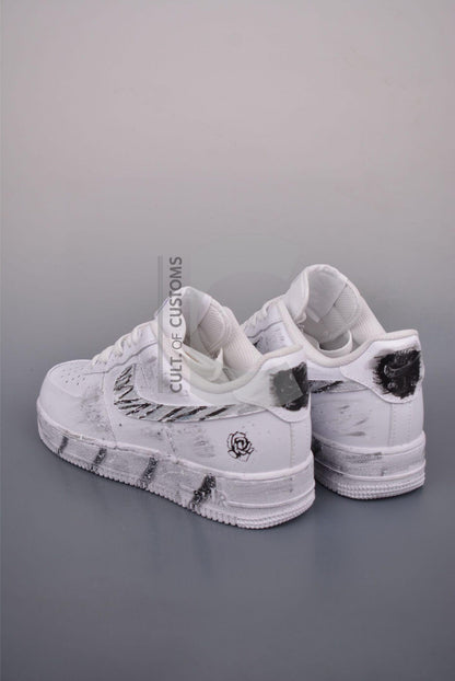 Custom Air force one Handpainted minimalist grey and white design for streetwear lovers