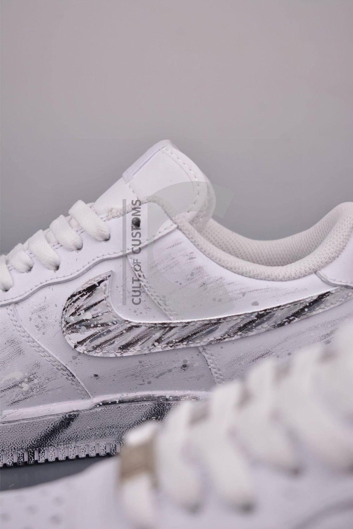 Custom Air force one Handpainted minimalist grey and white design for streetwear lovers