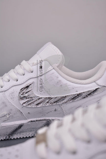 Custom Air force one Handpainted minimalist grey and white design for streetwear lovers