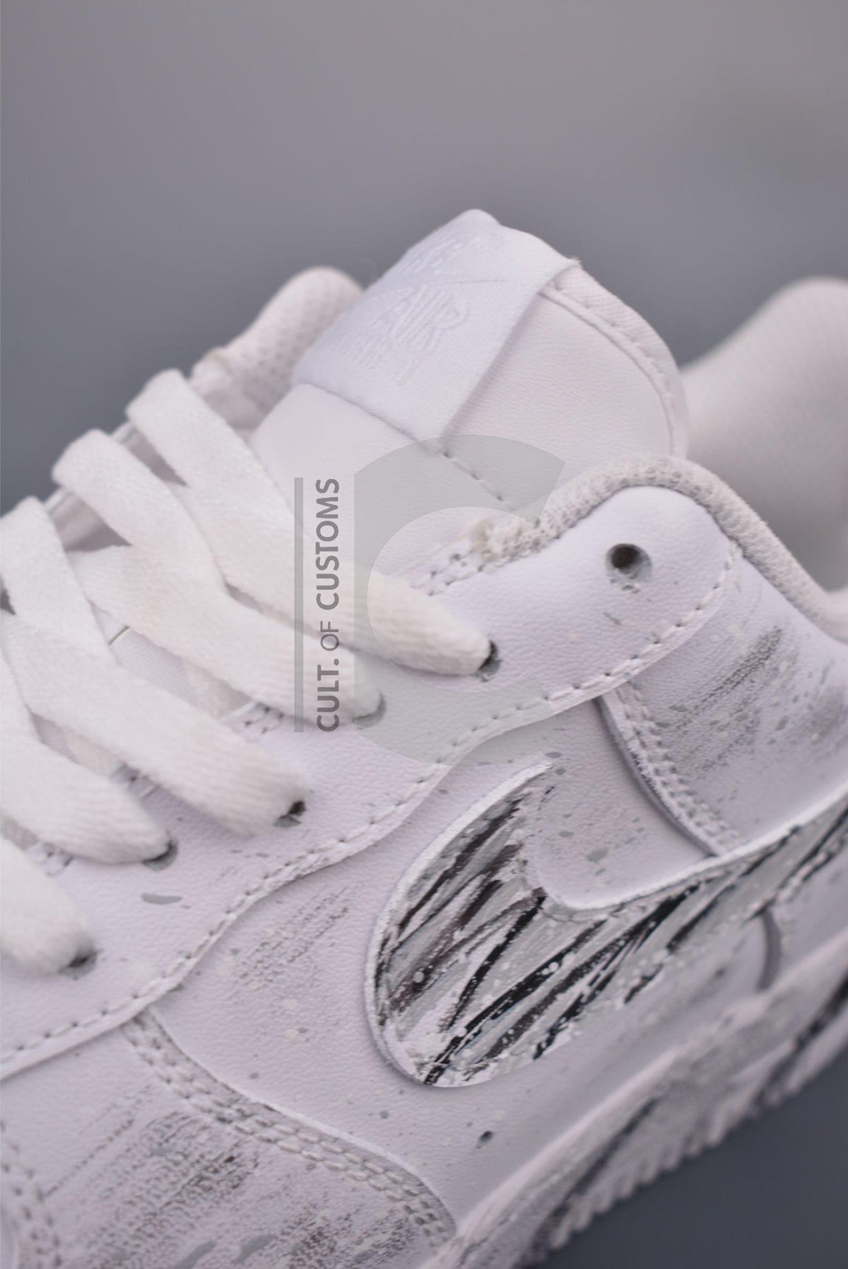 Custom Air force one Handpainted minimalist grey and white design for streetwear lovers