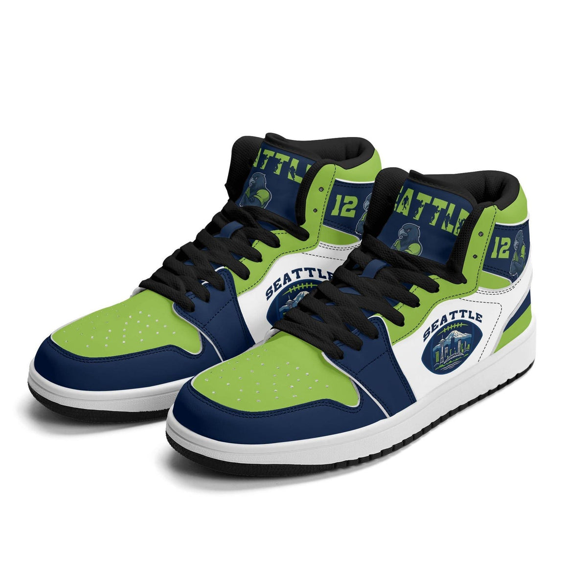 Seattle Football Team Shoes for Men & Women Team Themed Basketball Shoes Custom Blue Green Football Sneaker Seattle Sneakers Seattle Gift