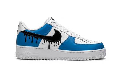 Custom Air Force 1 Sneakers | Black Drips on Navy Blue Paint l Birthday Gift