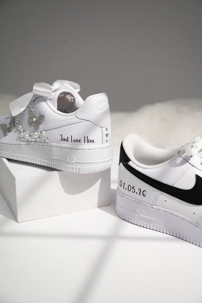 Personalized Wedding Sneakers for Mr and Mrs, Air Force 1 – Nike Bridal & Groom Custom Wedding Shoes