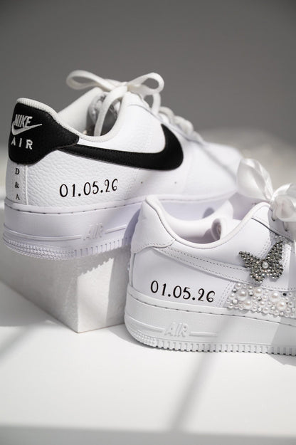 Personalized Wedding Sneakers for Mr and Mrs, Air Force 1 – Nike Bridal & Groom Custom Wedding Shoes