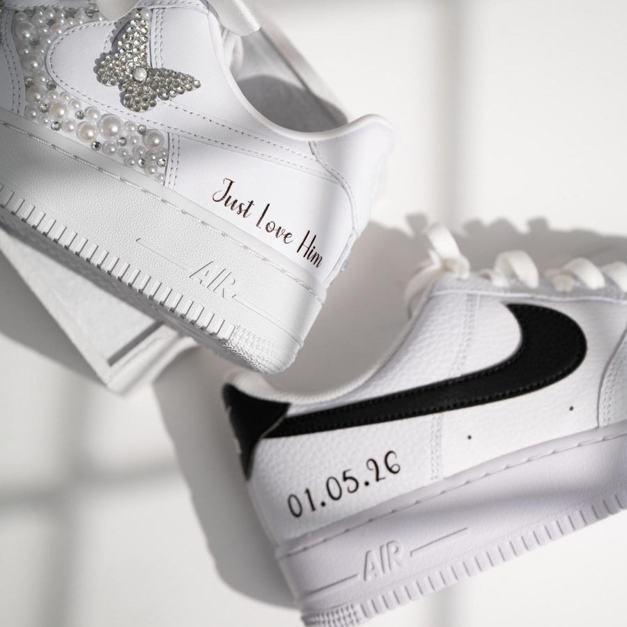Personalized Wedding Sneakers for Mr and Mrs, Air Force 1 – Nike Bridal & Groom Custom Wedding Shoes