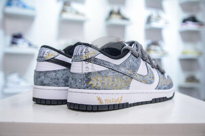 Custom Dunk low Grey Handpainted shoes greek god extra laces customized shoes