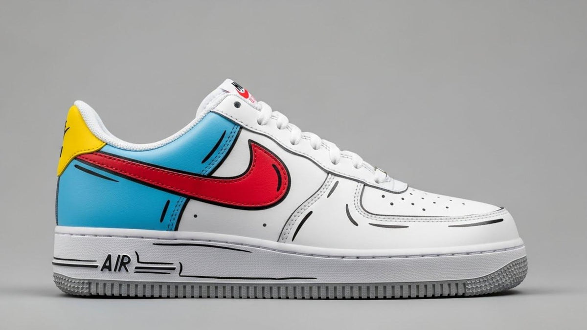 Red Blue Cartoon Line Art Custom Air Force 1 Sneakers l Birthday Gift l Graduation Gift