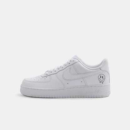 Air Force 1 sneakers with custom Melting smiley face design, handmade