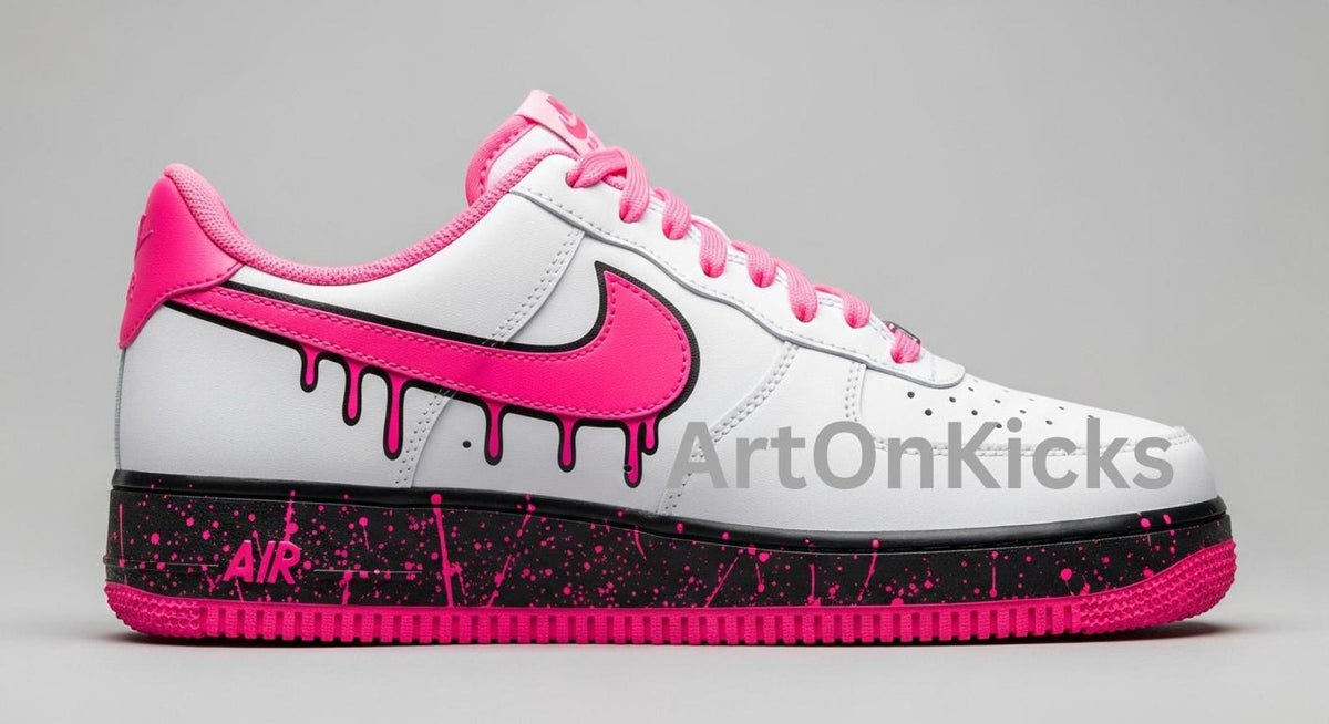 Pink Splash Custom Air Force 1 | Hand-Painted Shoes l Birthday Gift