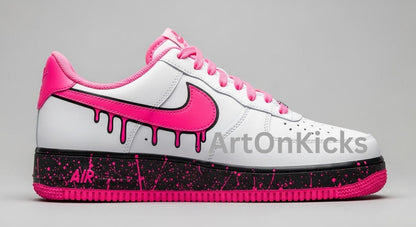 Pink Splash Custom Air Force 1 | Hand-Painted Shoes l Birthday Gift