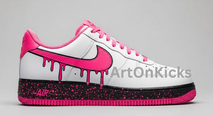 Pink Splash Custom Air Force 1 | Hand-Painted Shoes l Birthday Gift