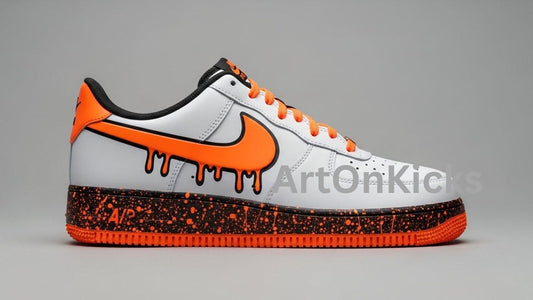Orange Splash Custom Air Force 1 | Hand-Painted Shoes l Father's Day Gift l Birthday Gift