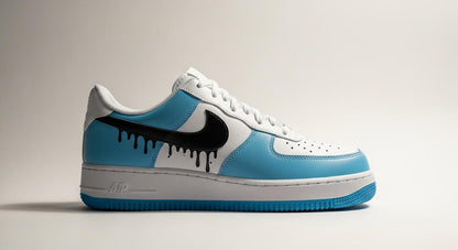 Custom Air Force 1 Sneakers | Black Drips on Blue Paint l Birthday Gift