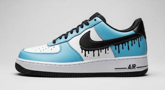 Custom Air Force 1 Sneakers | Black Drips on Blue Paint l Birthday Gift
