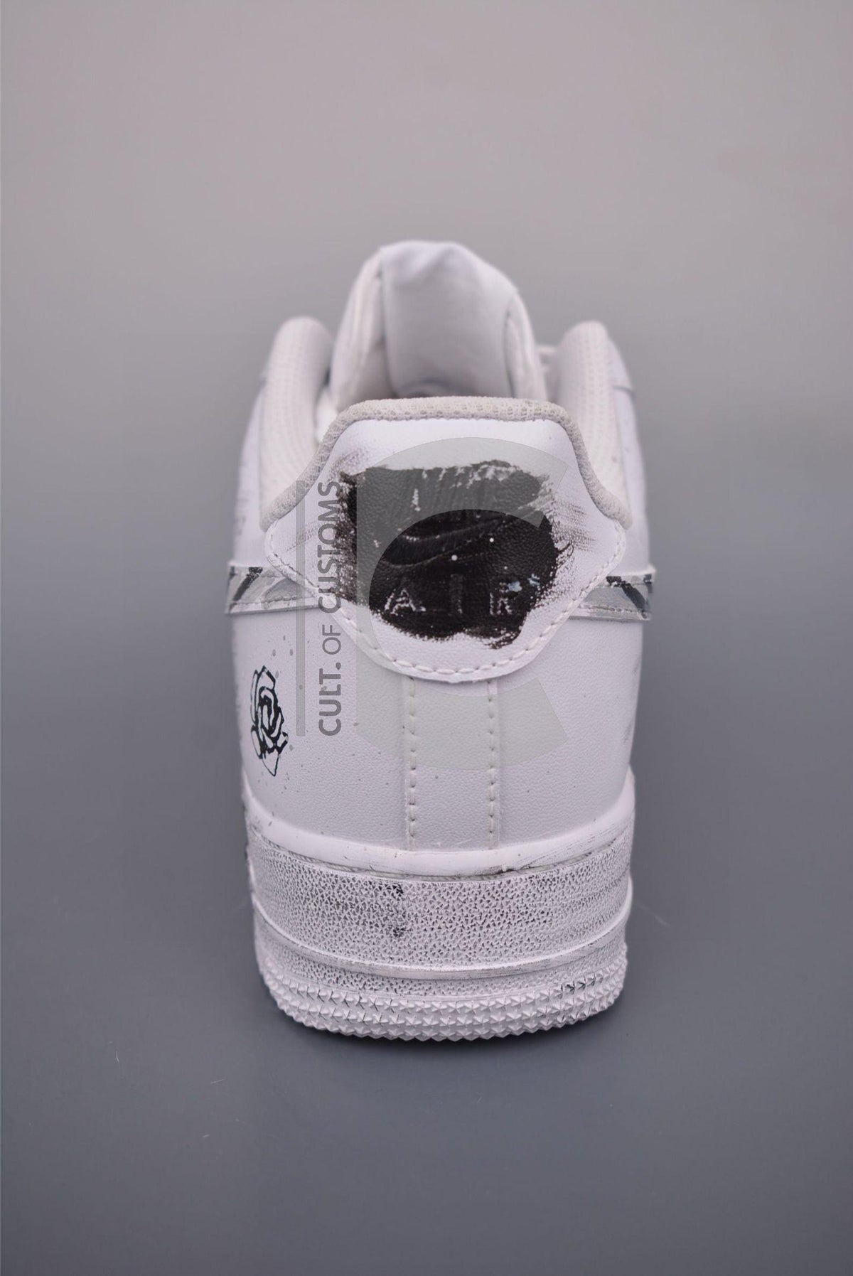 Custom Air force one Handpainted minimalist grey and white design for streetwear lovers