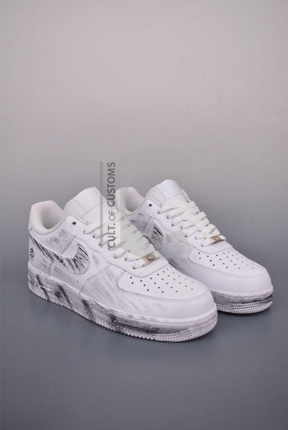 Custom Air force one Handpainted minimalist grey and white design for streetwear lovers