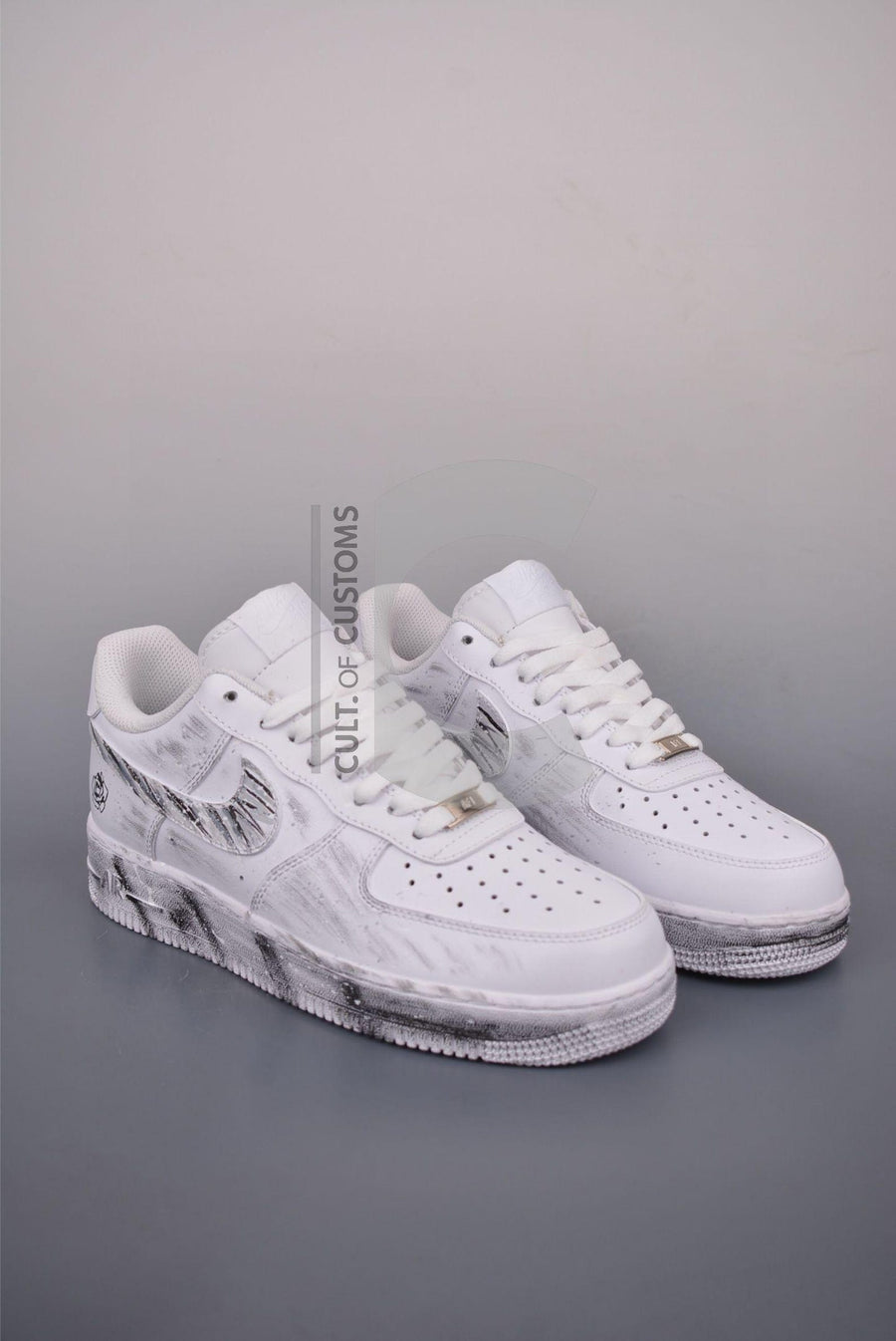 Custom Air force one Handpainted minimalist grey and white design for streetwear lovers