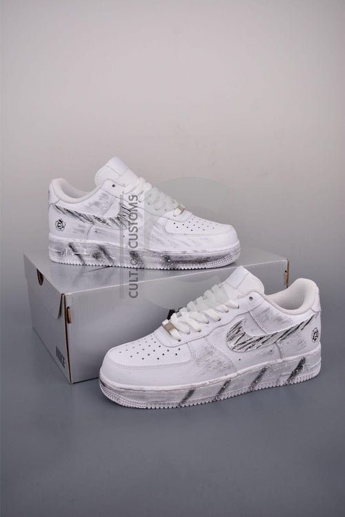Custom Air force one Handpainted minimalist grey and white design for streetwear lovers