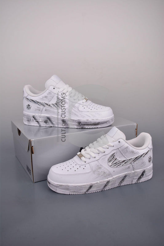 Custom Air force one Handpainted minimalist grey and white design for streetwear lovers