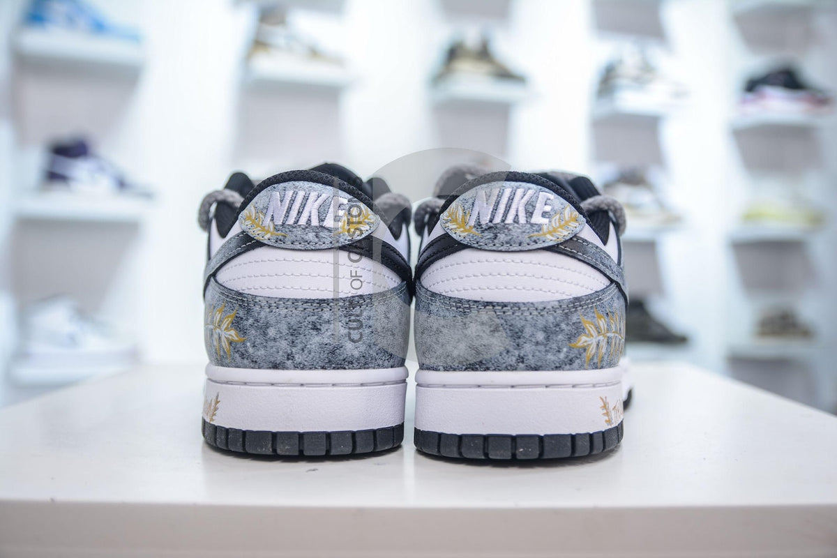 Custom Dunk low Grey Handpainted shoes greek god extra laces customized shoes