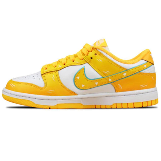 Custom yellow Nike Dunk Low lightning bolt sneakers, handmade