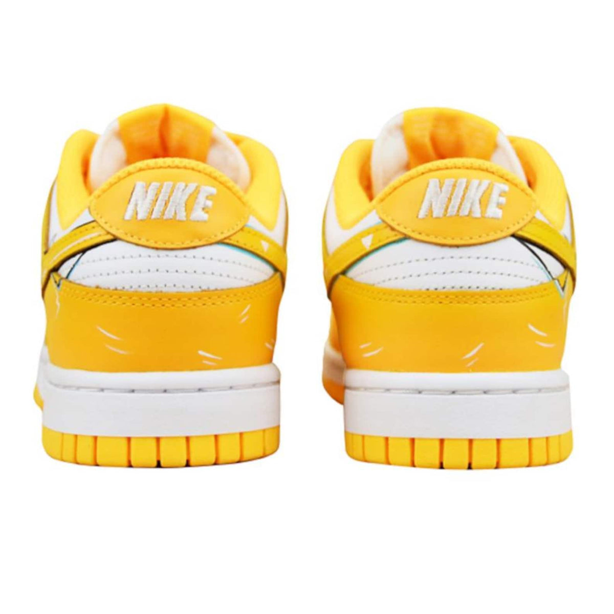 Custom yellow Nike Dunk Low lightning bolt sneakers, handmade