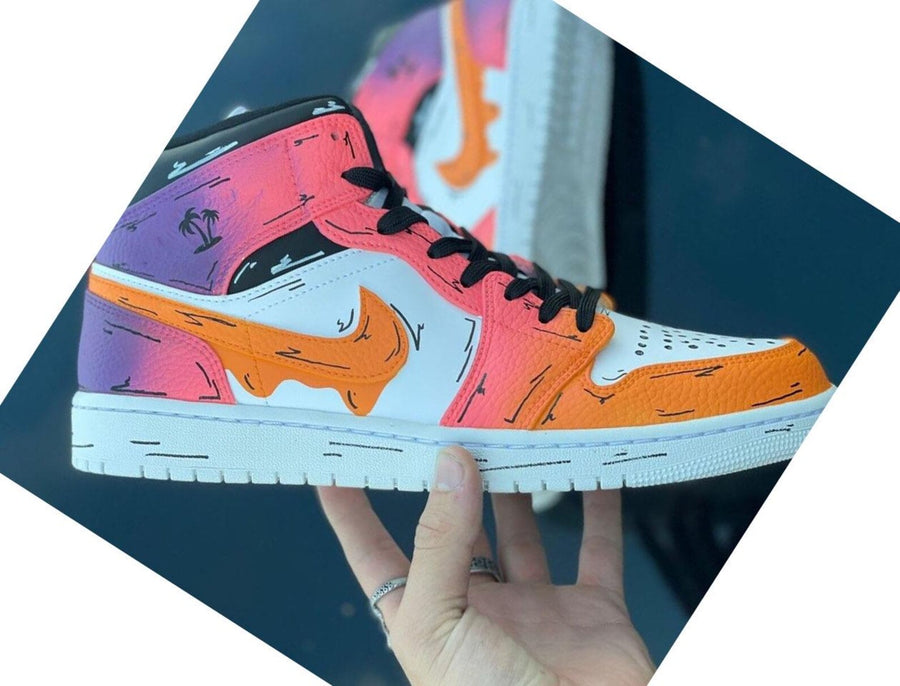 Jordan 1 high Miami vibes custom sneakers, handmade