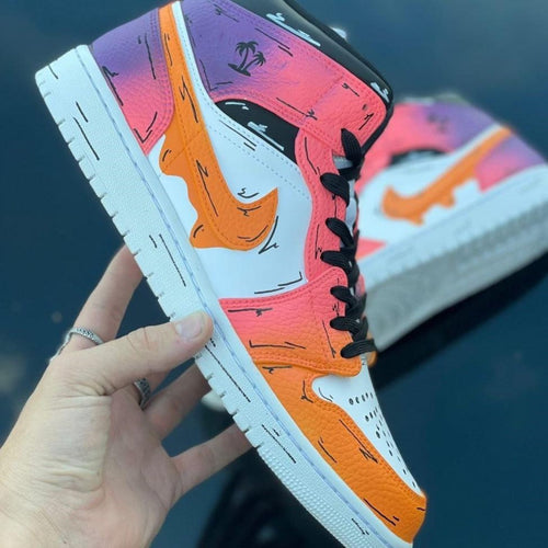 Jordan 1 high Miami vibes custom sneakers, handmade