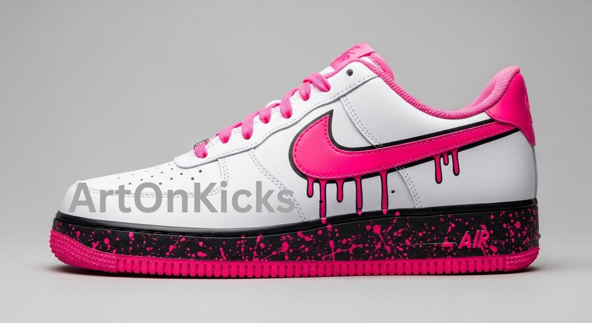Pink Splash Custom Air Force 1 | Hand-Painted Shoes l Birthday Gift