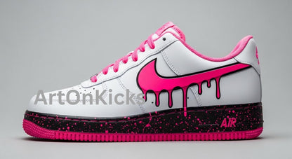 Pink Splash Custom Air Force 1 | Hand-Painted Shoes l Birthday Gift