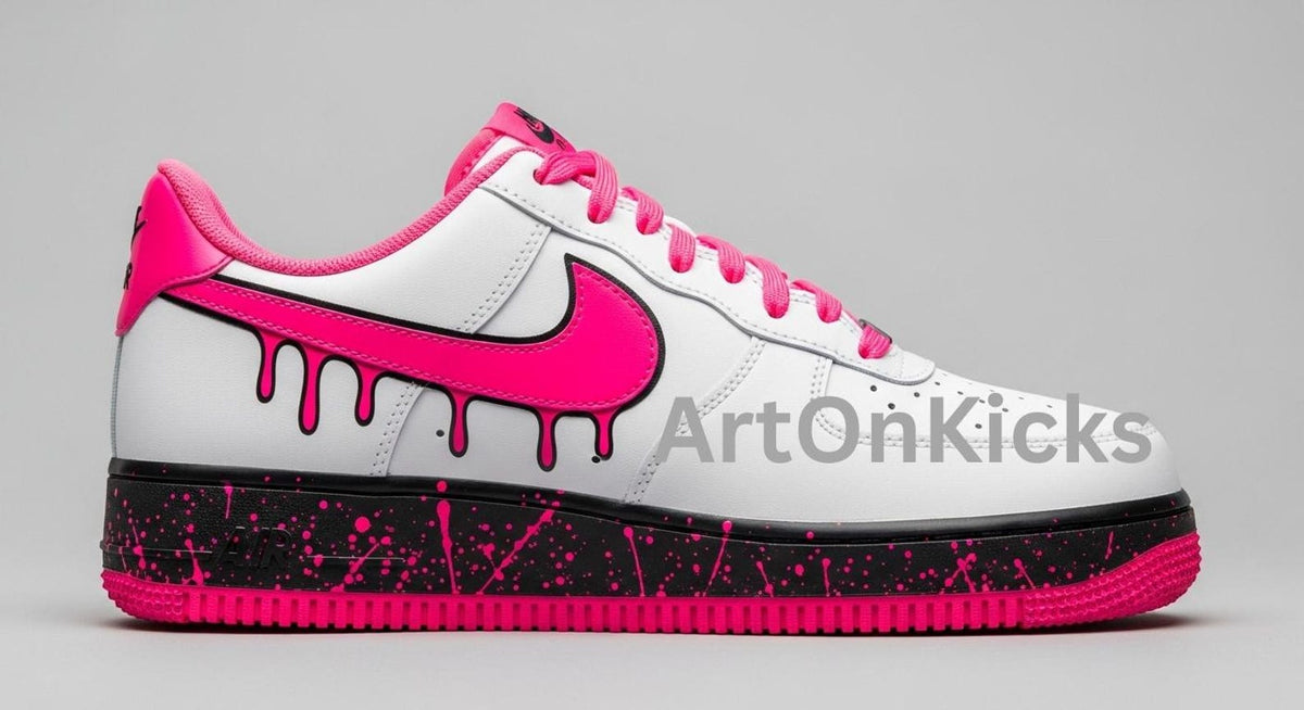 Pink Splash Custom Air Force 1 | Hand-Painted Shoes l Birthday Gift