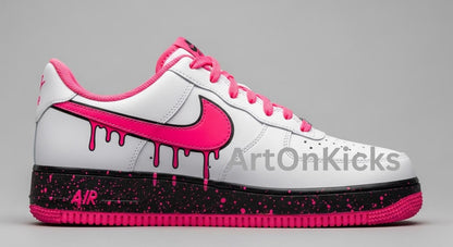 Pink Splash Custom Air Force 1 | Hand-Painted Shoes l Birthday Gift