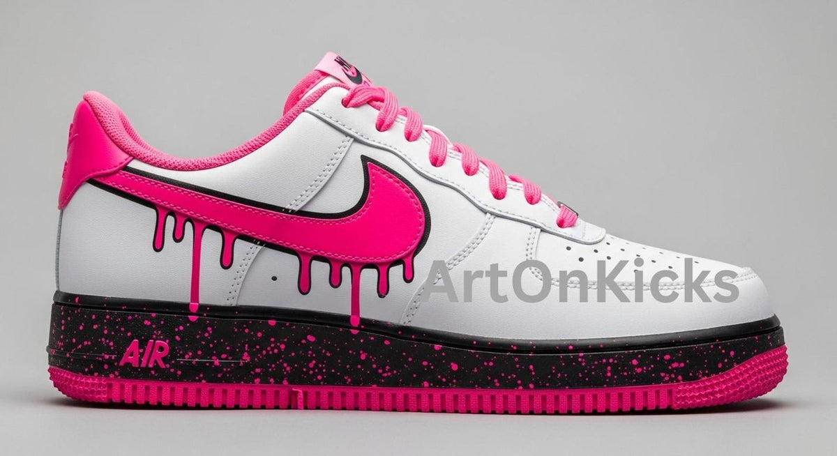 Pink Splash Custom Air Force 1 | Hand-Painted Shoes l Birthday Gift
