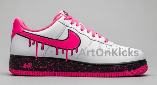 Pink Splash Custom Air Force 1 | Hand-Painted Shoes l Birthday Gift